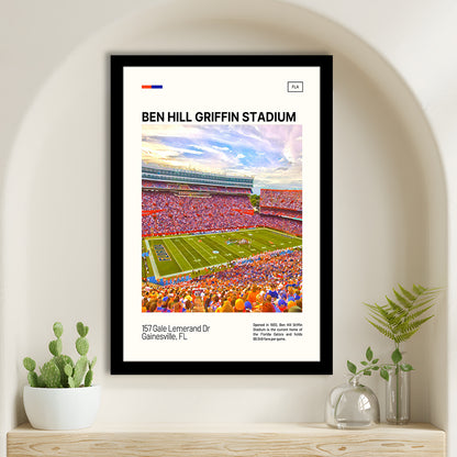 Ben Hill Griffin Stadium Print, Florida Gators Stadium Art, Gifts for him, Sport Art, Framed Art Print Wall Decor