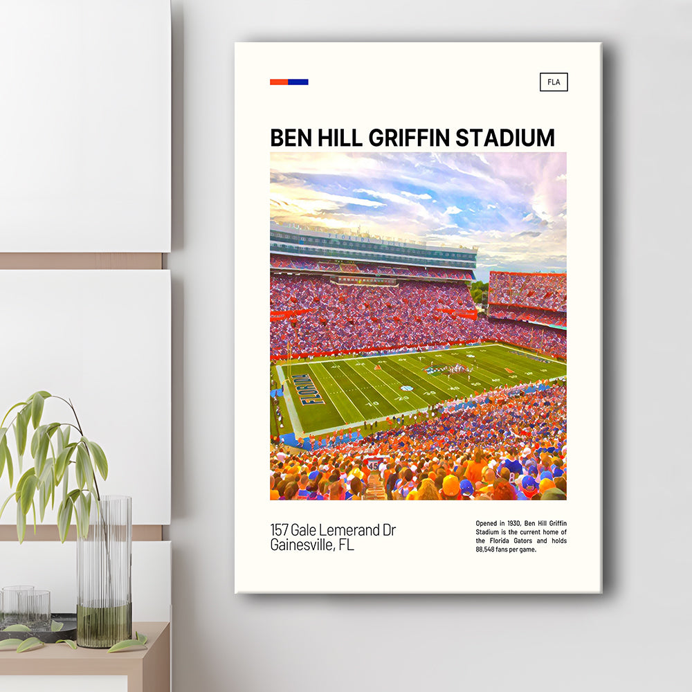 Ben Hill Griffin Stadium Print, Florida Gators Stadium Canvas Art, Fan Gifts, Sport Art, Canvas Print Wall Art