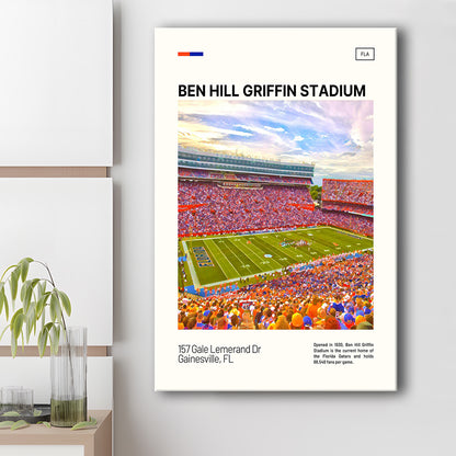 Ben Hill Griffin Stadium Print, Florida Gators Stadium Canvas Art, Fan Gifts, Sport Art, Canvas Print Wall Art