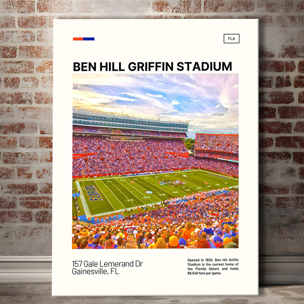 Ben Hill Griffin Stadium Print, Florida Gators Stadium Canvas Art, Fan Gifts, Sport Art, Canvas Print Wall Art
