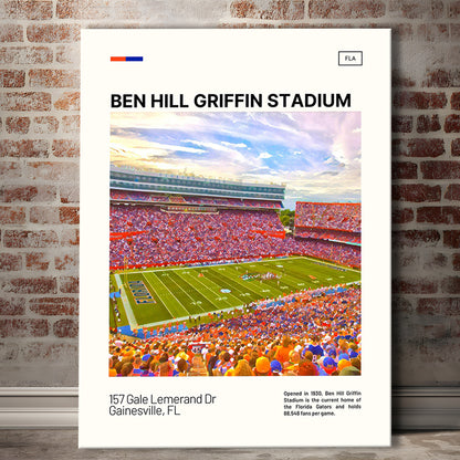 Ben Hill Griffin Stadium Print, Florida Gators Stadium Canvas Art, Fan Gifts, Sport Art, Canvas Print Wall Art