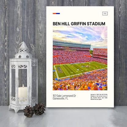 Ben Hill Griffin Stadium Print, Florida Gators Stadium Canvas Art, Fan Gifts, Sport Art, Canvas Print Wall Art