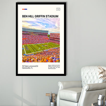 Ben Hill Griffin Stadium Print, Florida Gators Stadium Art, Gifts for him, Sport Art, Framed Art Print Wall Decor