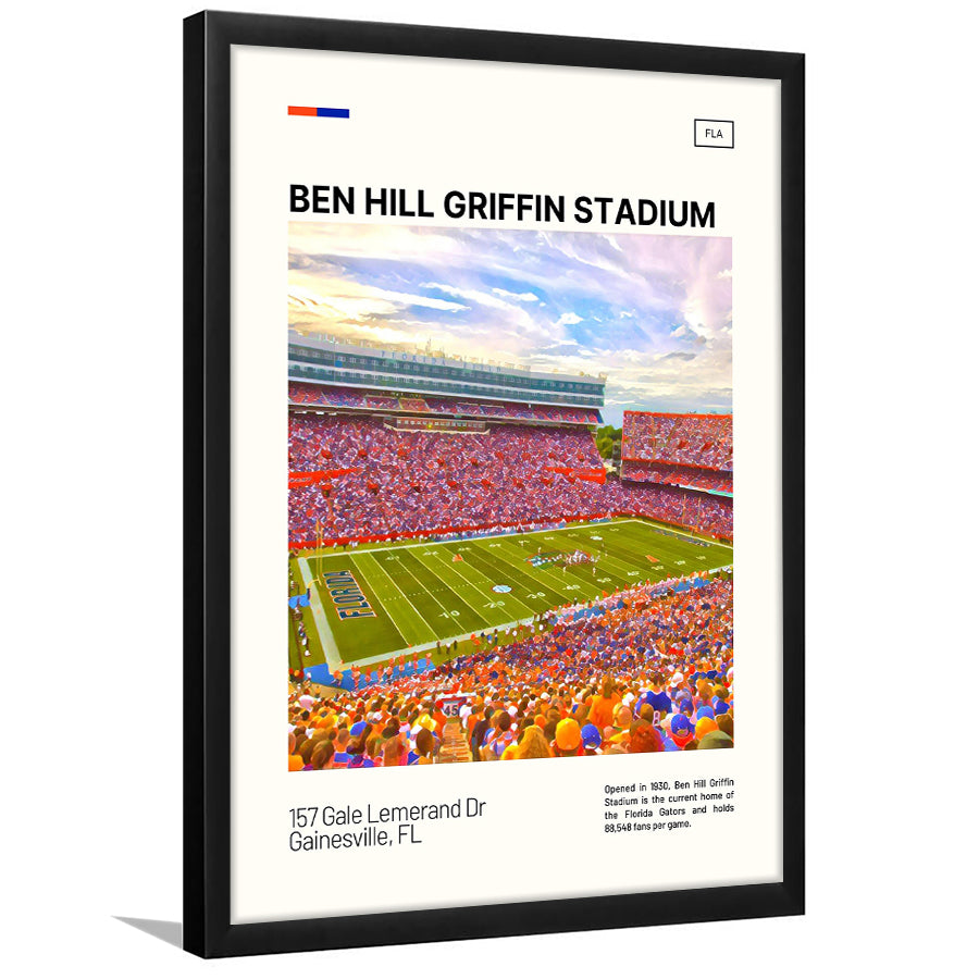 Ben Hill Griffin Stadium Print, Florida Gators Stadium Art, Gifts for him, Sport Art, Framed Art Print Wall Decor