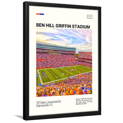 Ben Hill Griffin Stadium Print, Florida Gators Stadium Art, Gifts for him, Sport Art, Framed Art Print Wall Decor