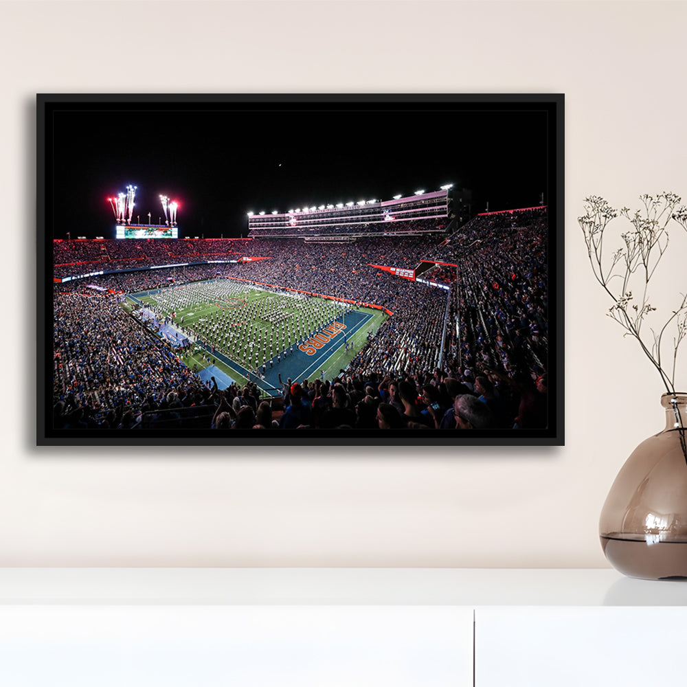 Ben Hill Griffin Stadium, Stadium Canvas, Sport Art, Framed Canvas Print Wall Art, Floating Frame