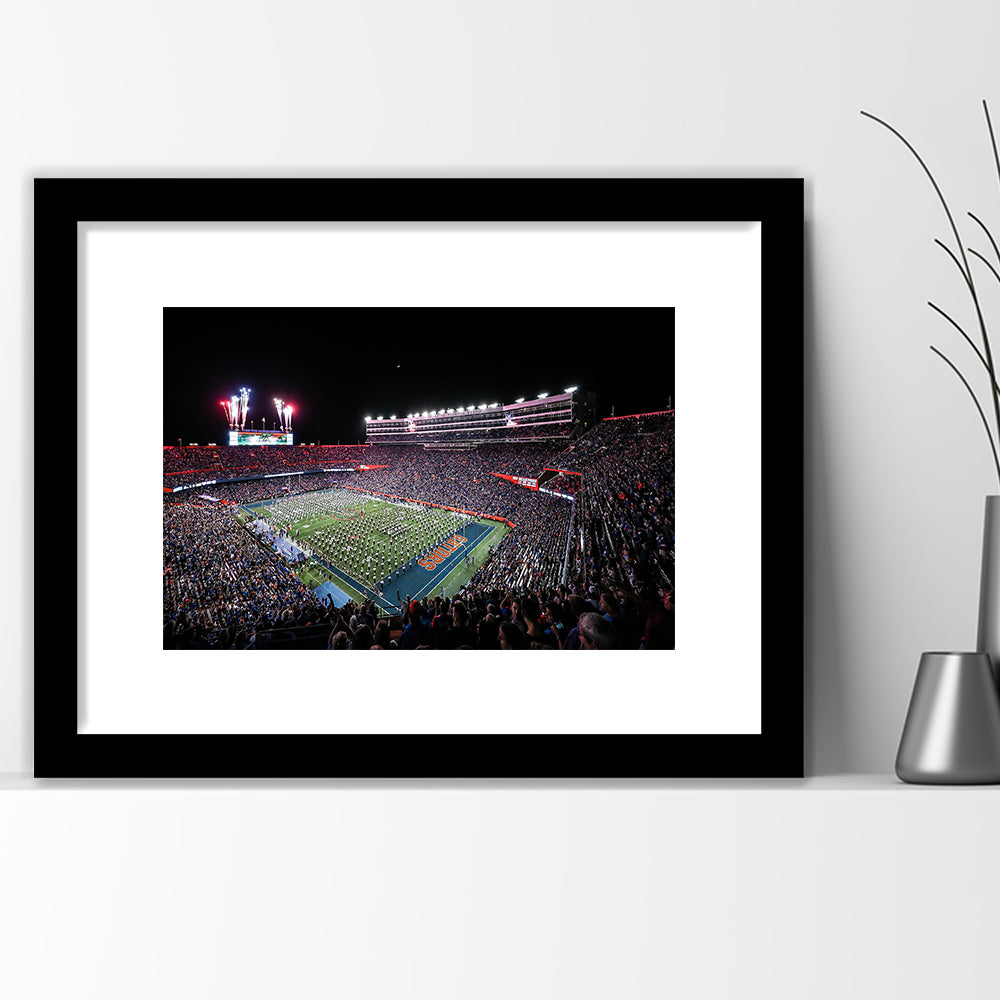 Ben Hill Griffin Stadium, Stadium Canvas, Sport Art, Gift for him, White Border Framed Art Print Wall Decor