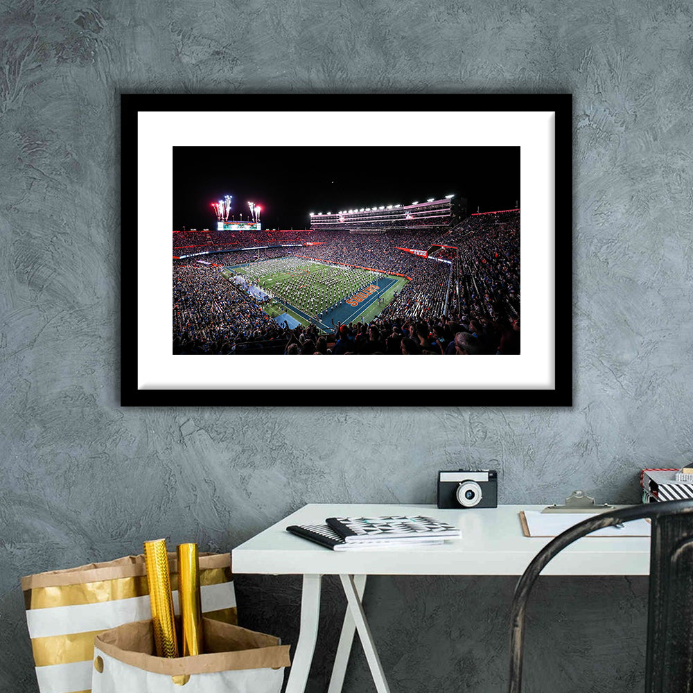 Ben Hill Griffin Stadium, Stadium Canvas, Sport Art, Gift for him, White Border Framed Art Print Wall Decor