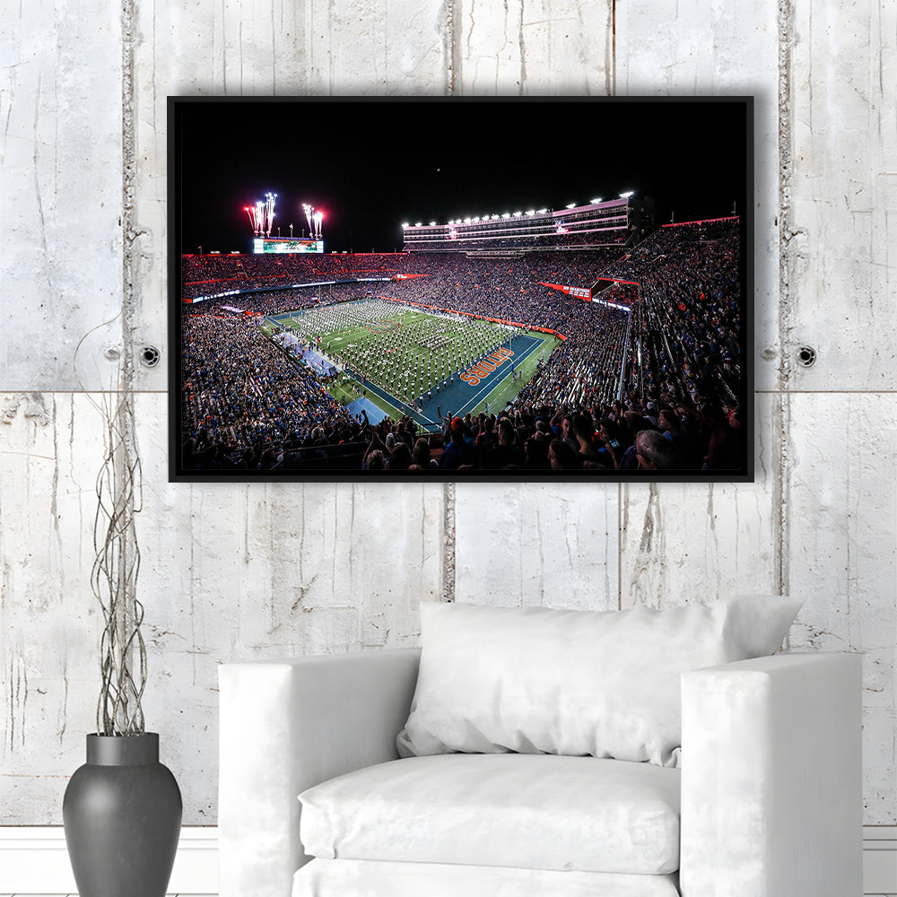 Ben Hill Griffin Stadium, Stadium Canvas, Sport Art, Framed Canvas Print Wall Art, Floating Frame