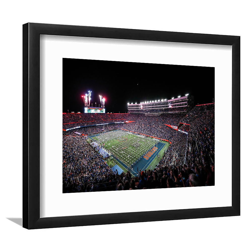 Ben Hill Griffin Stadium, Stadium Canvas, Sport Art, Gift for him, White Border Framed Art Print Wall Decor