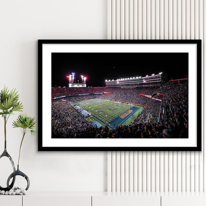 Ben Hill Griffin Stadium, Stadium Canvas, Sport Art, Gift for him, White Border Framed Art Print Wall Decor
