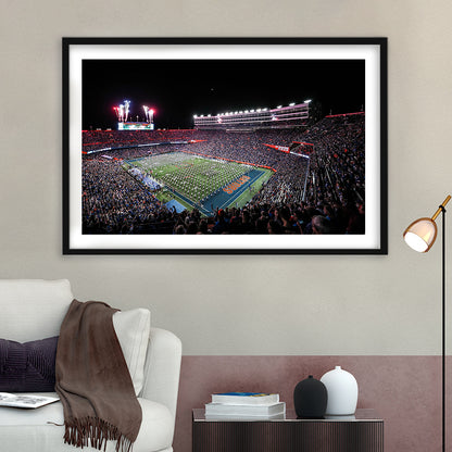 Ben Hill Griffin Stadium, Stadium Canvas, Sport Art, Gift for him, White Border Framed Art Print Wall Decor