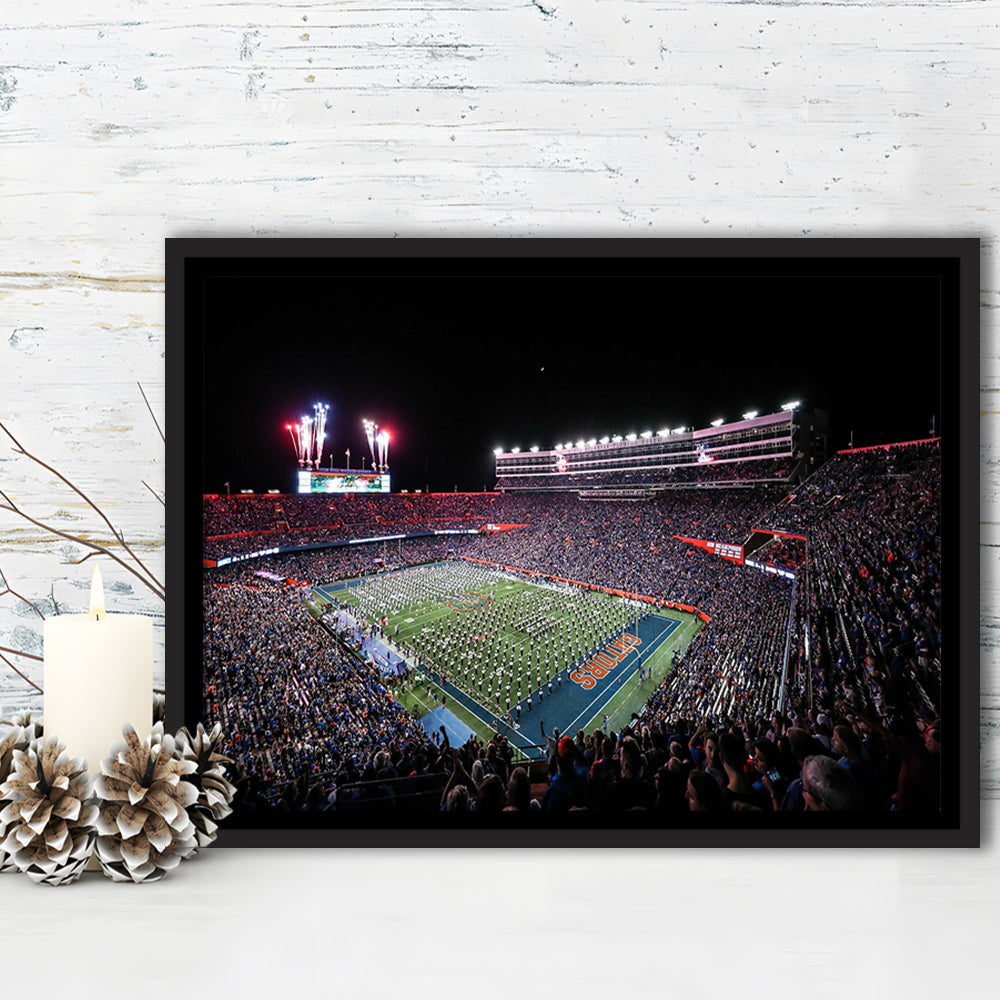 Ben Hill Griffin Stadium, Stadium Canvas, Sport Art, Framed Canvas Print Wall Art, Floating Frame
