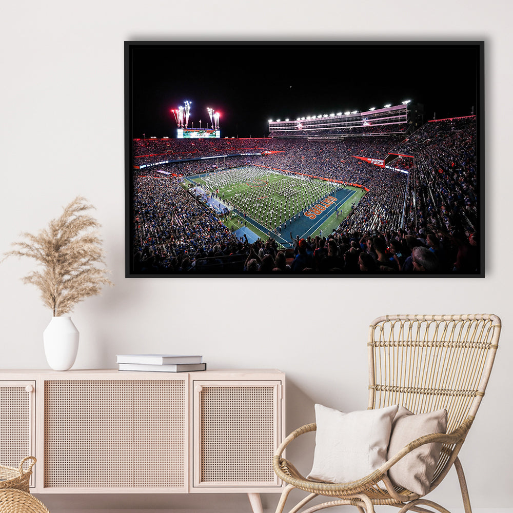 Ben Hill Griffin Stadium, Stadium Canvas, Sport Art, Framed Canvas Print Wall Art, Floating Frame