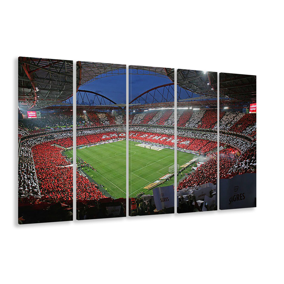 Benfica Stadium, Stadium Canvas, Sport Art, 5 Panel B, Extra Large Canvas, Canvas Print Wall Art
