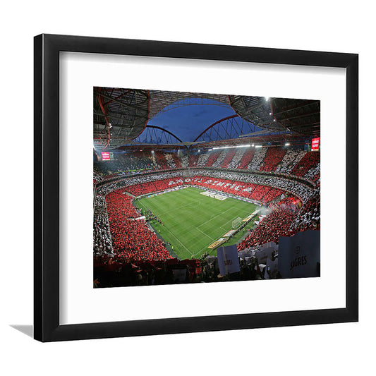 Benfica Stadium, Stadium Canvas, Sport Art, Gift for him, White Border Framed Art Print Wall Decor