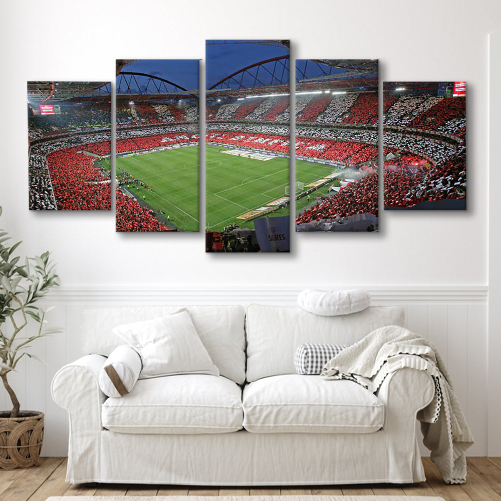 Benfica Stadium, Stadium Canvas, Sport Art, Gift for him, 5 Panel, Large Canvas, Canvas Print Wall Art