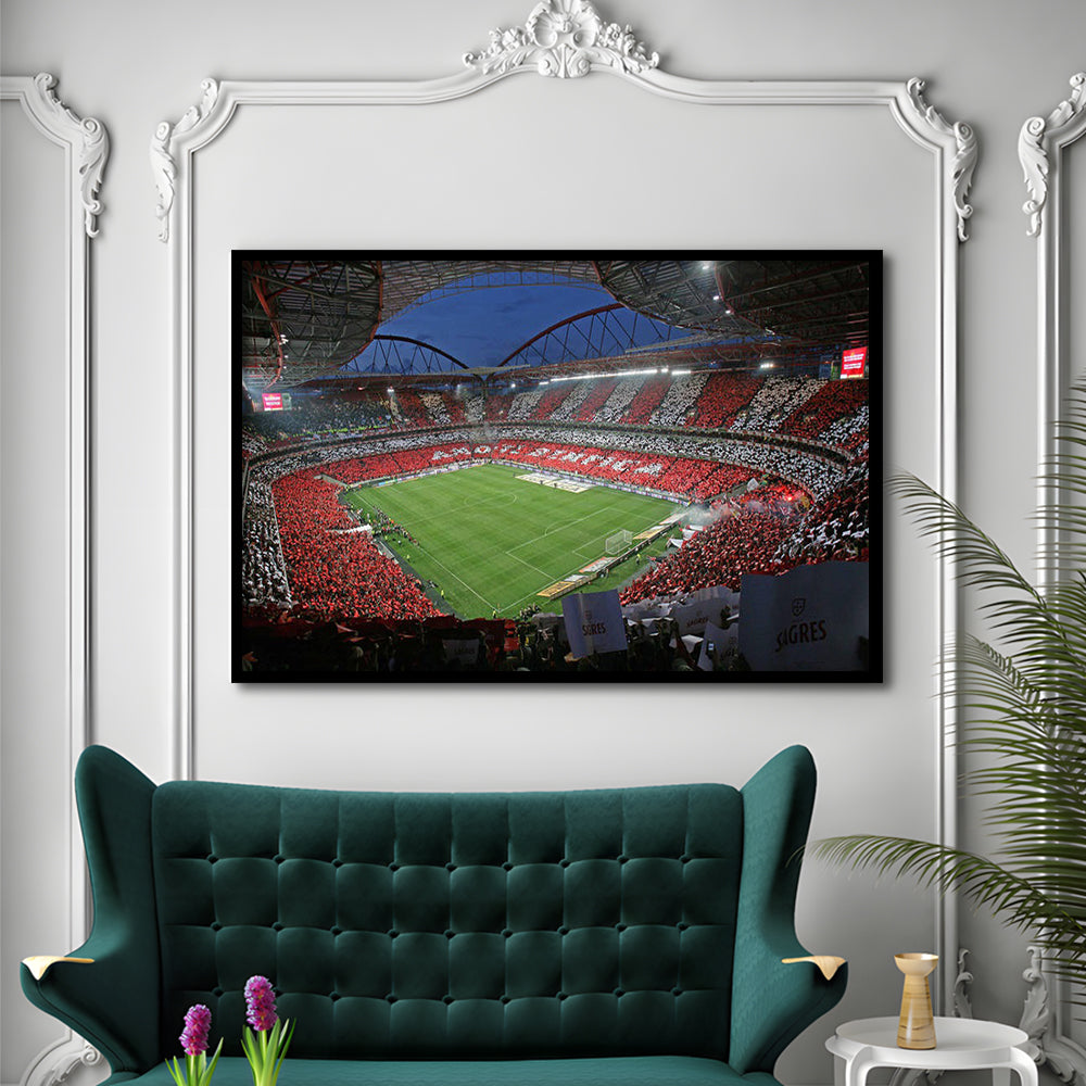 Benfica Stadium, Stadium Canvas, Sport Art, Gift for him, Framed Art Print Wall Decor, Picture Framed
