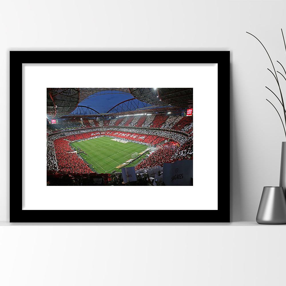 Benfica Stadium, Stadium Canvas, Sport Art, Gift for him, White Border Framed Art Print Wall Decor
