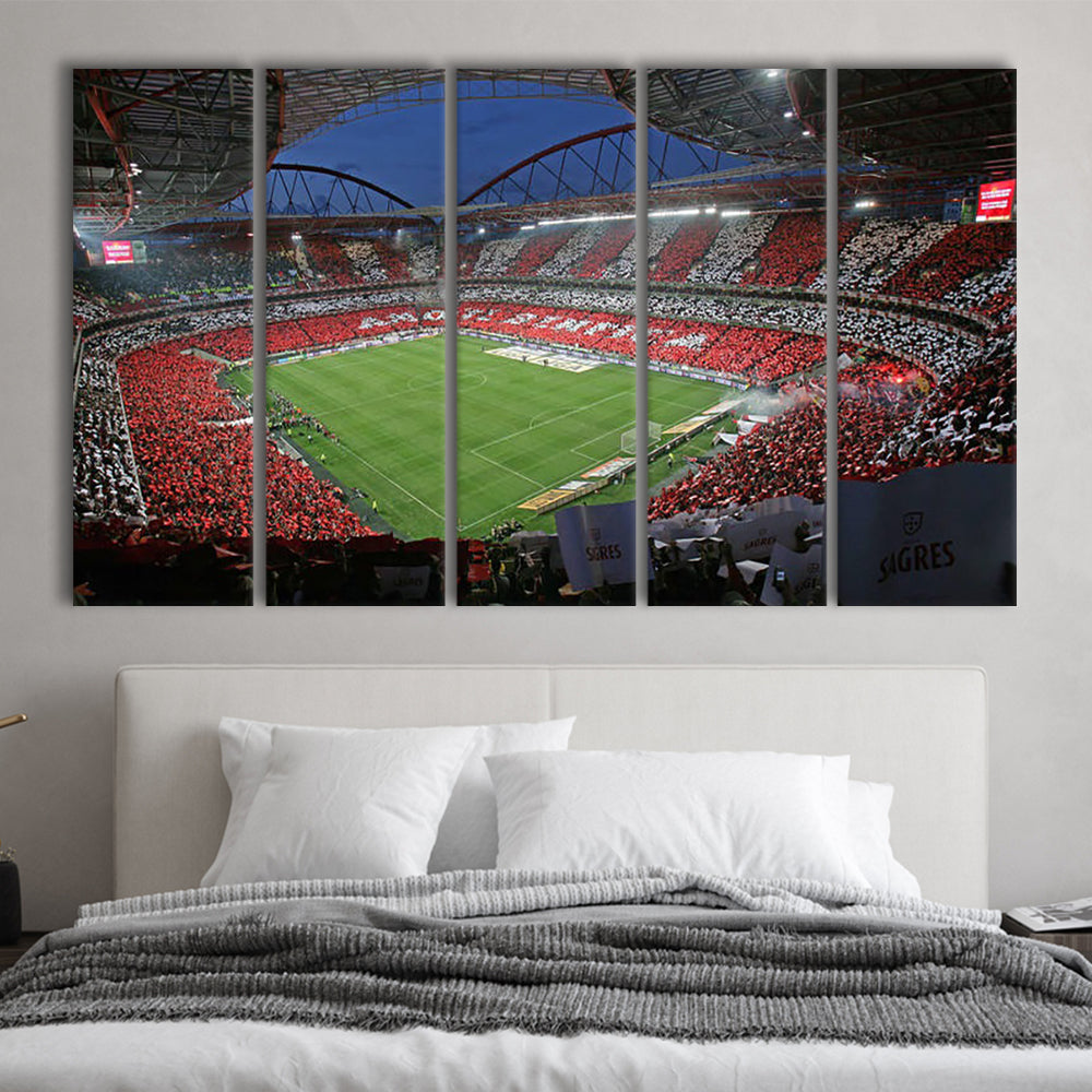 Benfica Stadium, Stadium Canvas, Sport Art, 5 Panel B, Extra Large Canvas, Canvas Print Wall Art
