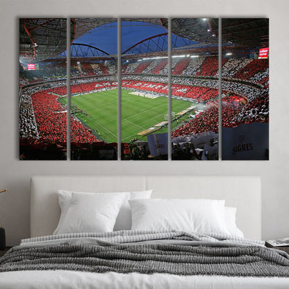 Benfica Stadium, Stadium Canvas, Sport Art, 5 Panel B, Extra Large Canvas, Canvas Print Wall Art