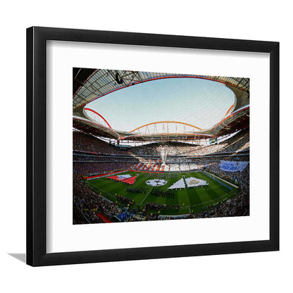 Benfica World Soccer Stadium, Stadium Canvas, Sport Art, Gift for him, White Border Framed Art Print Wall Decor