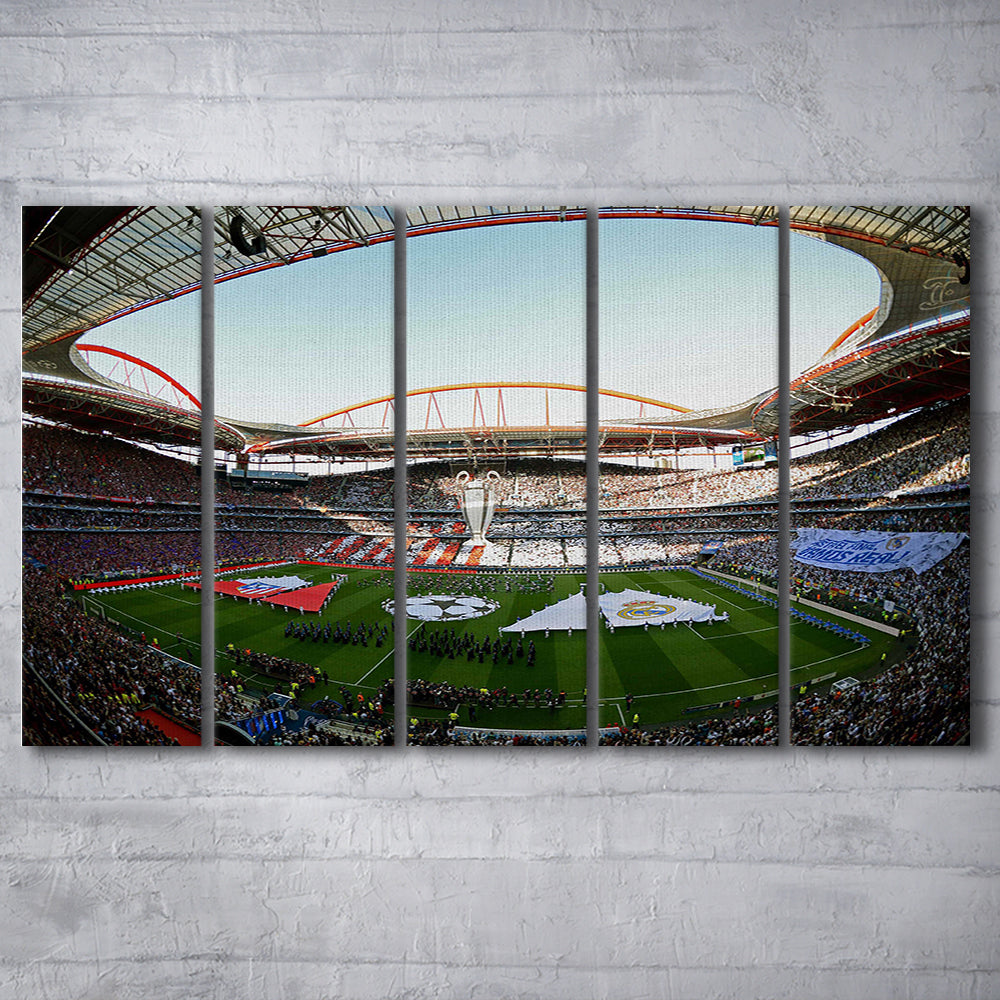 Benfica World Soccer Stadium, Stadium Canvas, Sport Art, 5 Panel B, Extra Large Canvas, Canvas Print Wall Art