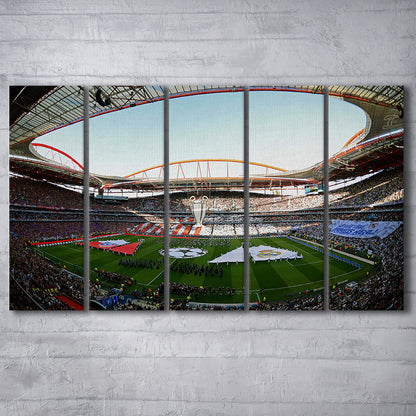 Benfica World Soccer Stadium, Stadium Canvas, Sport Art, 5 Panel B, Extra Large Canvas, Canvas Print Wall Art