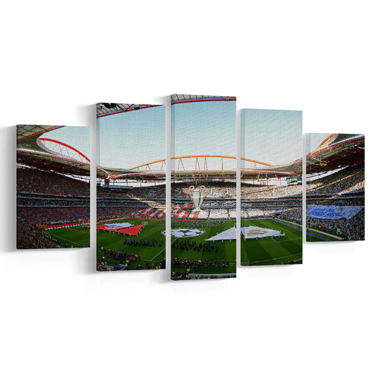 Benfica World Soccer Stadium, Stadium Canvas, Sport Art, Gift for him, 5 Panel, Large Canvas, Canvas Print Wall Art