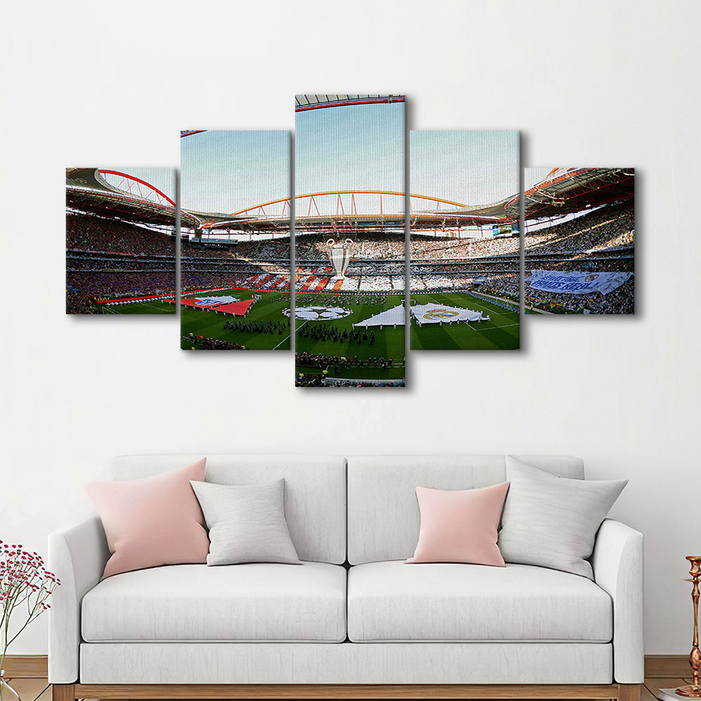 Benfica World Soccer Stadium, Stadium Canvas, Sport Art, Gift for him, 5 Panel, Large Canvas, Canvas Print Wall Art