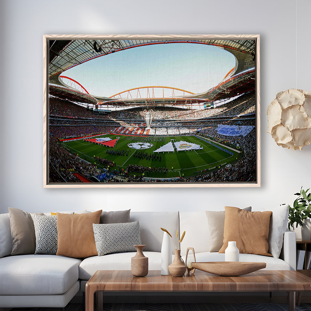 Benfica World Soccer Stadium, Stadium Canvas, Sport Art, Framed Canvas Print Wall Art, Floating Frame