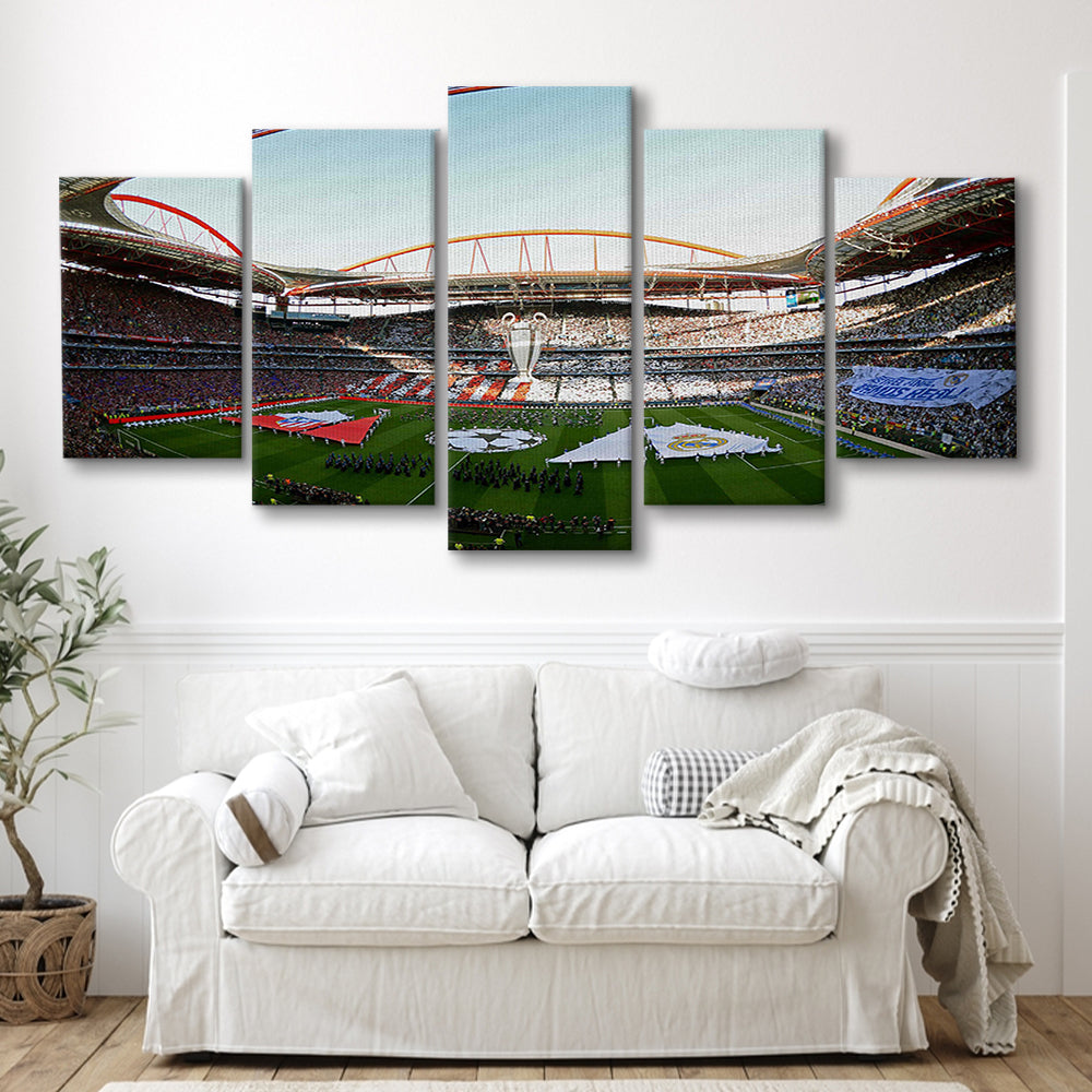 Benfica World Soccer Stadium, Stadium Canvas, Sport Art, Gift for him, 5 Panel, Large Canvas, Canvas Print Wall Art