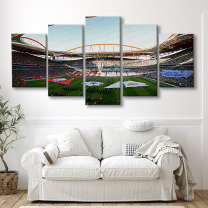 Benfica World Soccer Stadium, Stadium Canvas, Sport Art, Gift for him, 5 Panel, Large Canvas, Canvas Print Wall Art