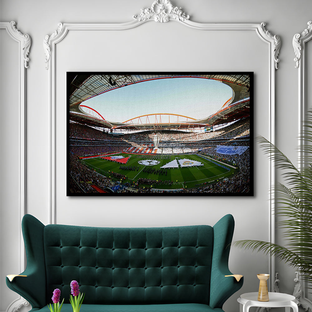 Benfica World Soccer Stadium, Stadium Canvas, Sport Art, Gift for him, Framed Art Print Wall Decor, Picture Framed