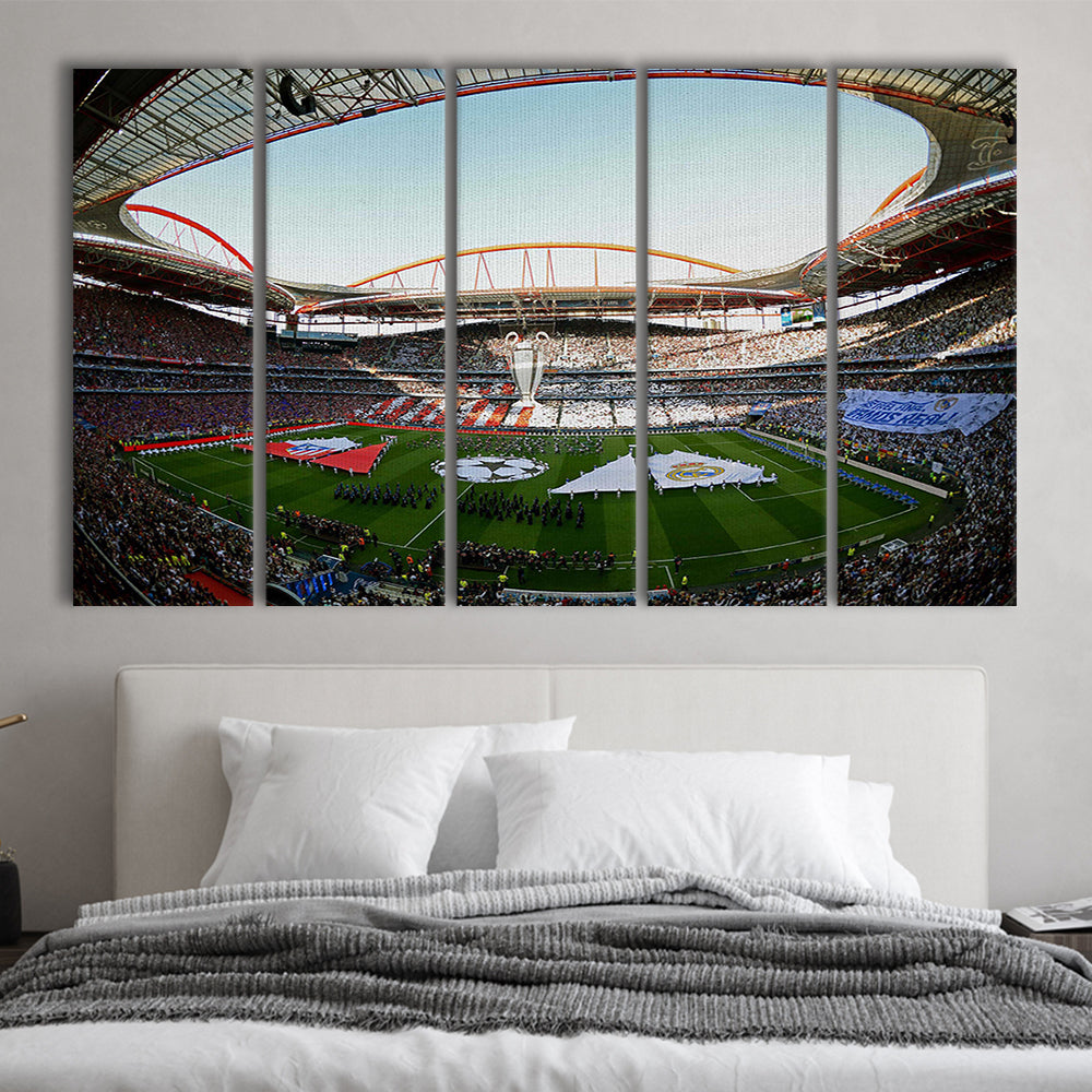 Benfica World Soccer Stadium, Stadium Canvas, Sport Art, 5 Panel B, Extra Large Canvas, Canvas Print Wall Art