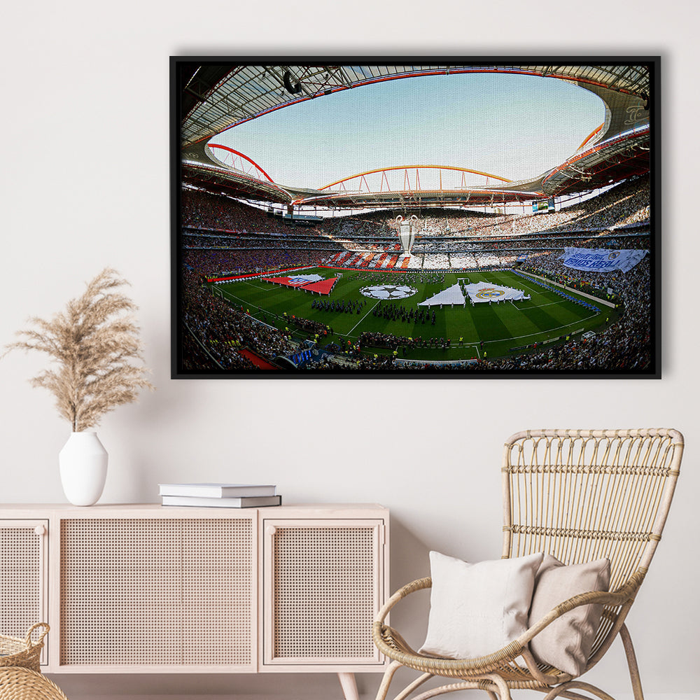 Benfica World Soccer Stadium, Stadium Canvas, Sport Art, Framed Canvas Print Wall Art, Floating Frame