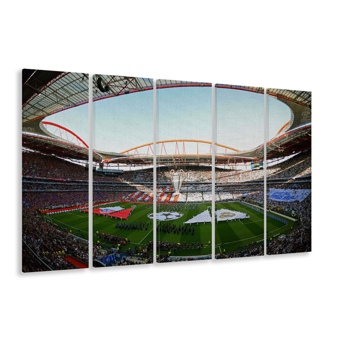 Benfica World Soccer Stadium, Stadium Canvas, Sport Art, 5 Panel B, Extra Large Canvas, Canvas Print Wall Art