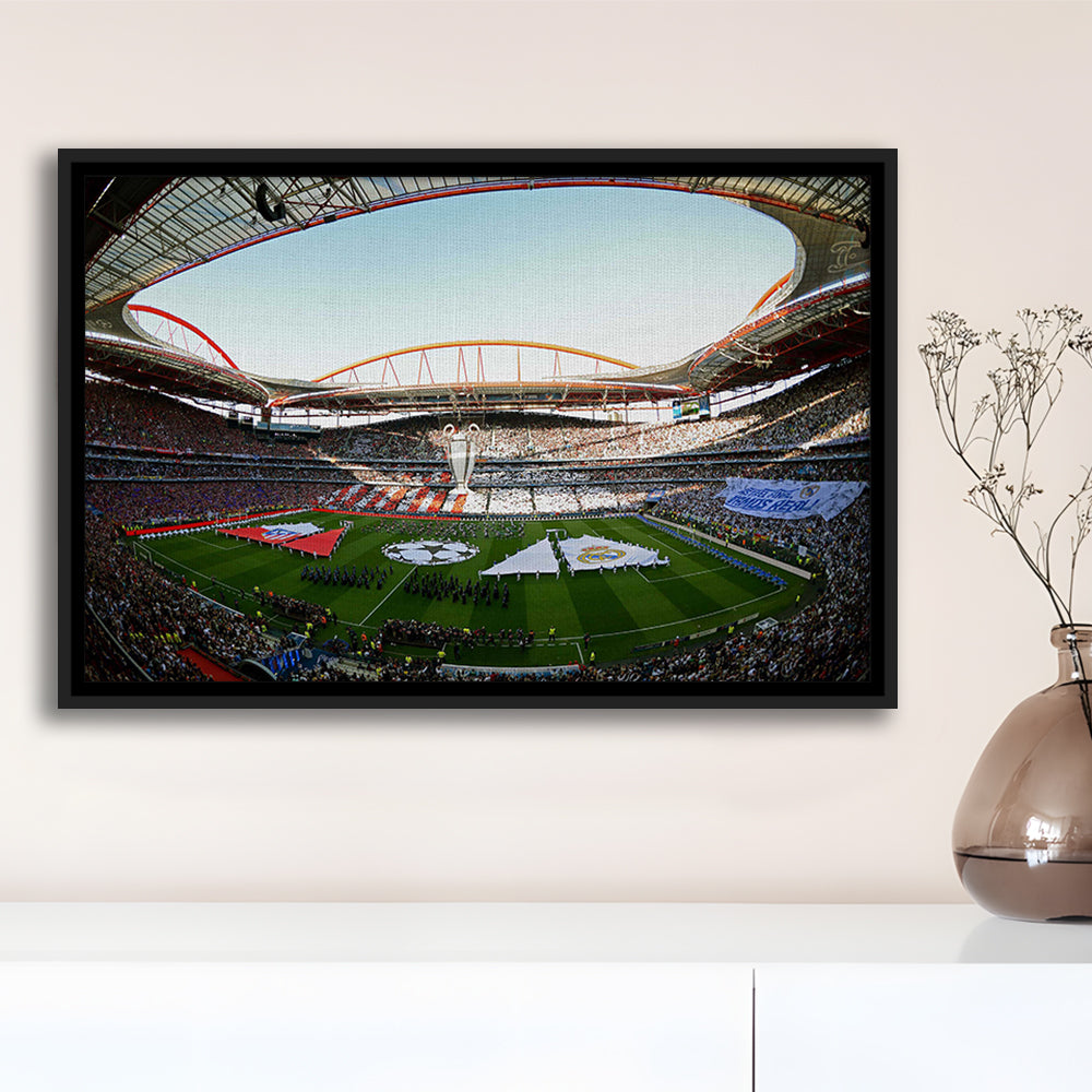 Benfica World Soccer Stadium, Stadium Canvas, Sport Art, Framed Canvas Print Wall Art, Floating Frame