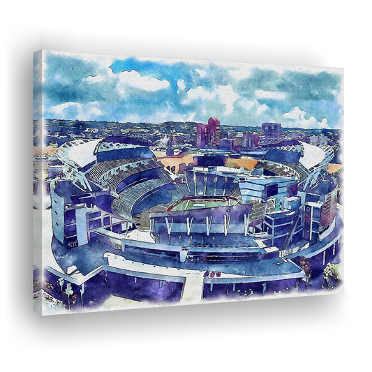 Bengals Football Stadium, Paul Brown Painting Stadium Watercolor, Sport Art, Gifts for him, Canvas Print Wall Art