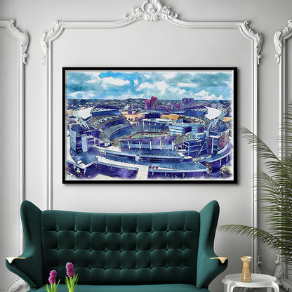 Bengals Football Stadium, Paul Brown Painting Stadium Watercolor, Sport Gift Art, Framed Art Print Wall Decor