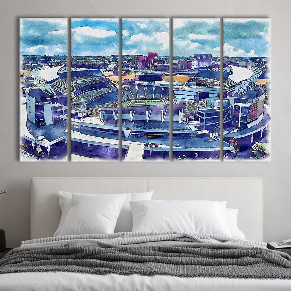 Bengals Football Stadium, Paul Brown Painting Stadium Watercolor, Sport Art, Extra Large Canvas Print Wall Art