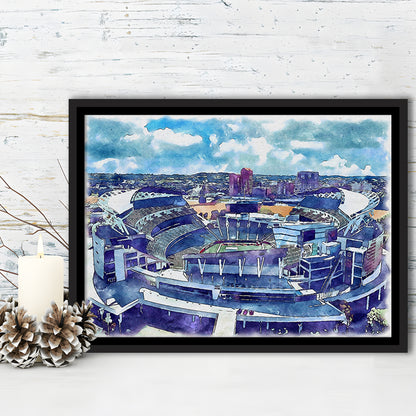 Bengals Football Stadium, Paul Brown Painting Stadium Watercolor, Sport Gift Art, Framed Canvas Print Wall Art