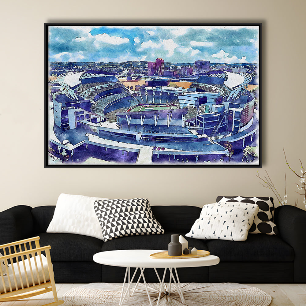 Bengals Football Stadium, Paul Brown Painting Stadium Watercolor, Sport Gift Art, Framed Canvas Print Wall Art