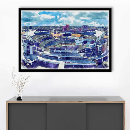Bengals Football Stadium, Paul Brown Painting Stadium Watercolor, Sport Gift Art, Framed Art Print Wall Decor