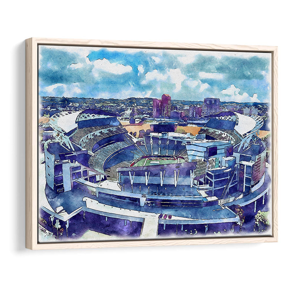 Bengals Football Stadium, Paul Brown Painting Stadium Watercolor, Sport Gift Art, Framed Canvas Print Wall Art