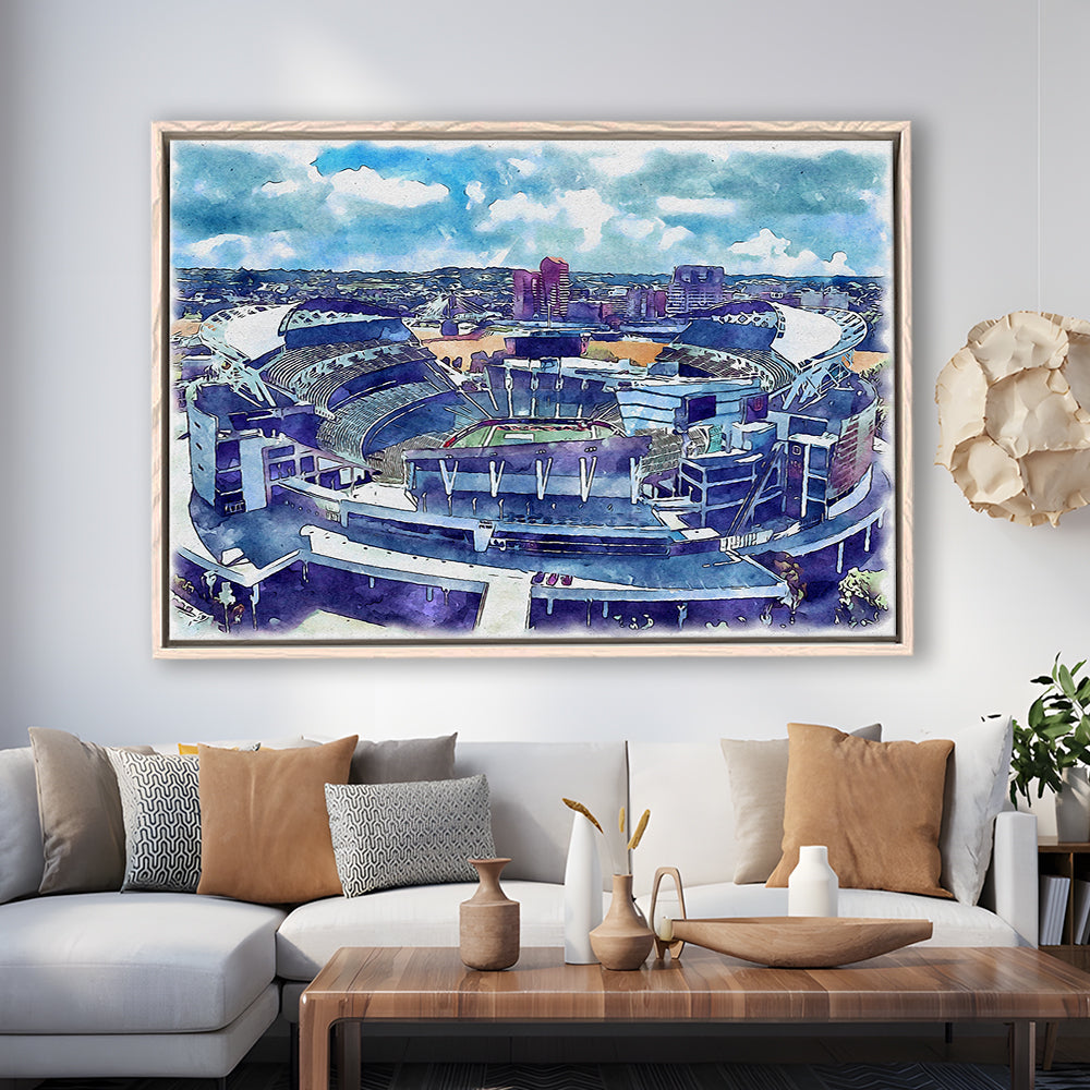 Bengals Football Stadium, Paul Brown Painting Stadium Watercolor, Sport Gift Art, Framed Canvas Print Wall Art