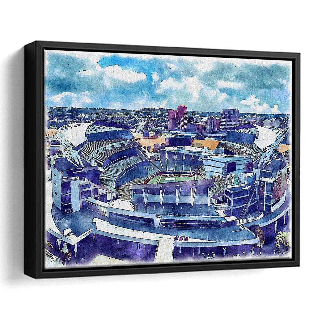 Bengals Football Stadium, Paul Brown Painting Stadium Watercolor, Sport Gift Art, Framed Canvas Print Wall Art
