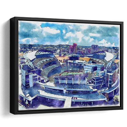 Bengals Football Stadium, Paul Brown Painting Stadium Watercolor, Sport Gift Art, Framed Canvas Print Wall Art