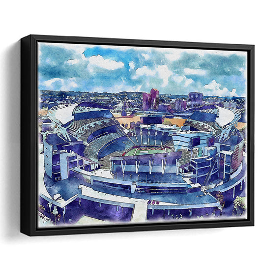 Bengals Football Stadium, Paul Brown Painting Stadium Watercolor, Sport Gift Art, Framed Canvas Print Wall Art