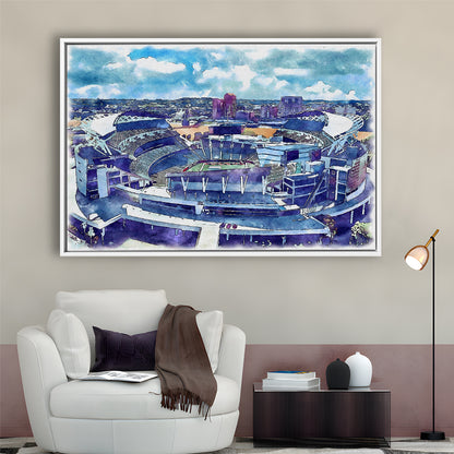 Bengals Football Stadium, Paul Brown Painting Stadium Watercolor, Sport Gift Art, Framed Canvas Print Wall Art